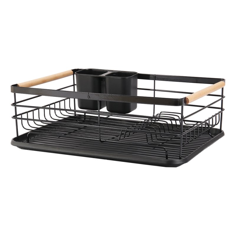 Living and Home Kitchen Dish Drainer Rack Iron Dish Drainer with Removable Drip Tray, Kitchen Organizer Storage Shelf