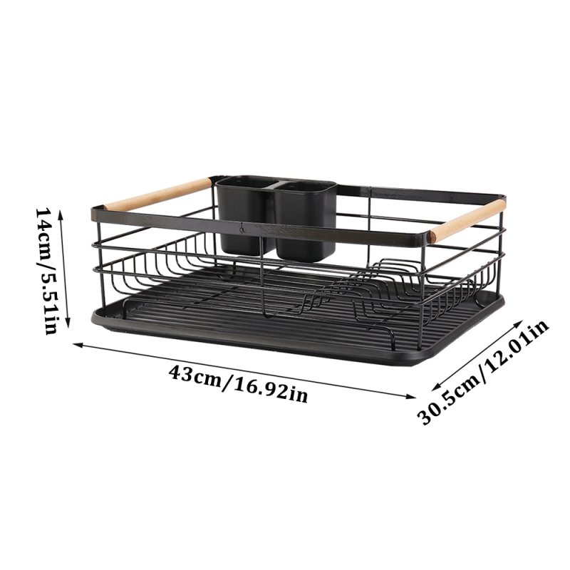 Living and Home Kitchen Dish Drainer Rack Iron Dish Drainer with Removable Drip Tray, Kitchen Organizer Storage Shelf