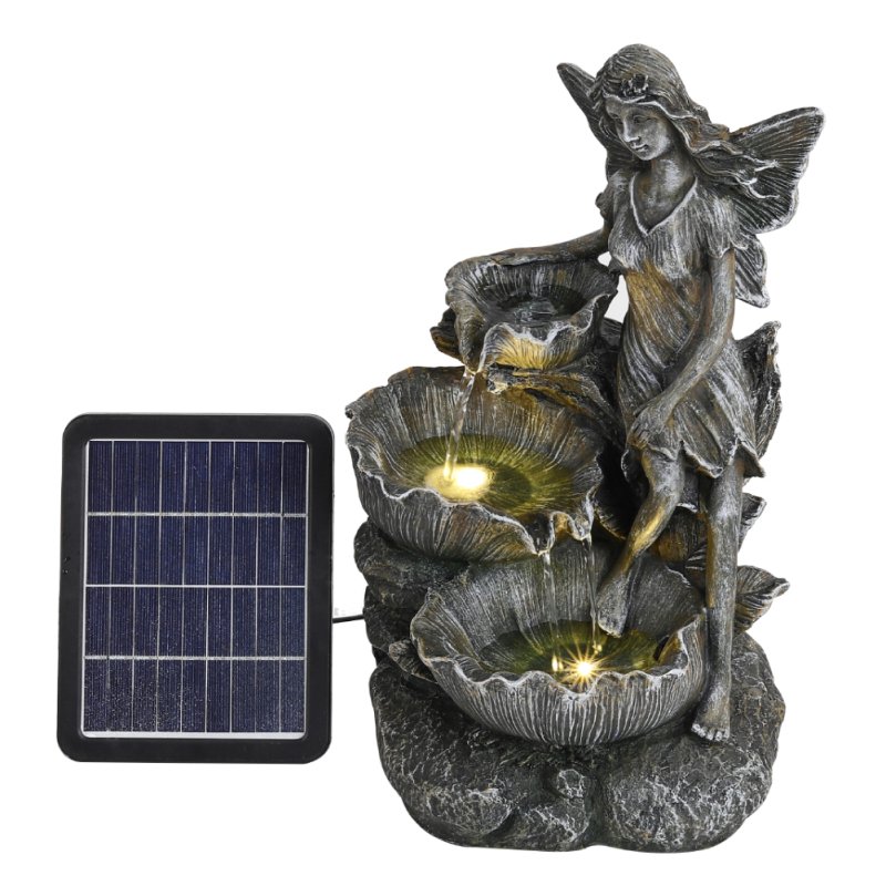Living and Home Fairy Solar Resin Water Fountain Water Feature