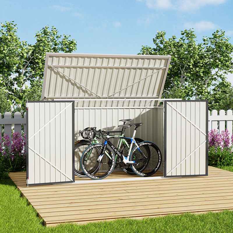 Living and Home 7 x 3 ft Lockable Steel Garden Metal Junk/Bike Storage Shed, Anthracite