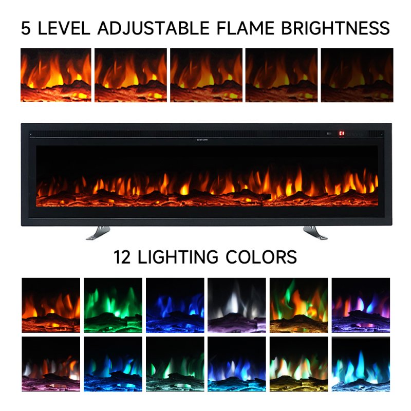 Living and Home 50 Inch Electric Fireplace with Remote 12 Flame Colours 