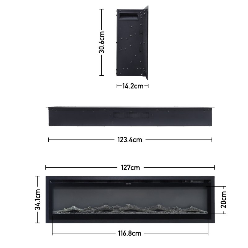 Living and Home 50 Inch Electric Fireplace with Remote 12 Flame Colours 
