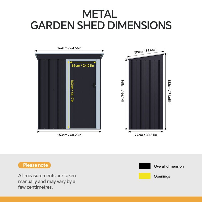 5.38 x 2.89FT Outdoor Metal Storage Shed with Lockable Door