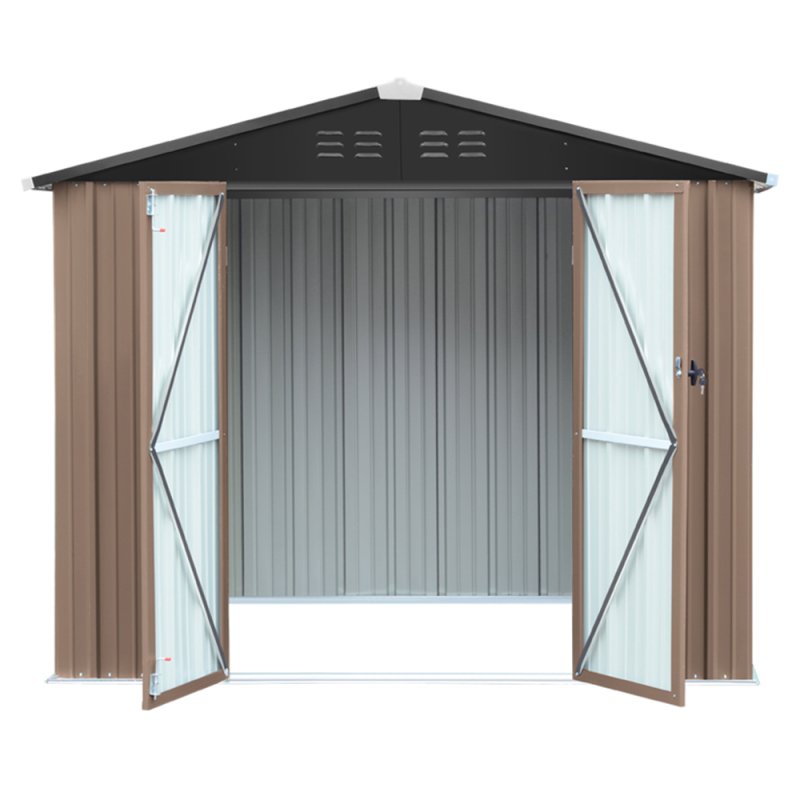 7.84 x 6.1FT Apex Roof Metal Garden Storage Shed with Lockable Door