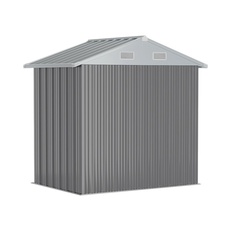 7.83 x 6.1FT Apex Roof Metal Garden Storage Shed with Lockable Door, Grey+White