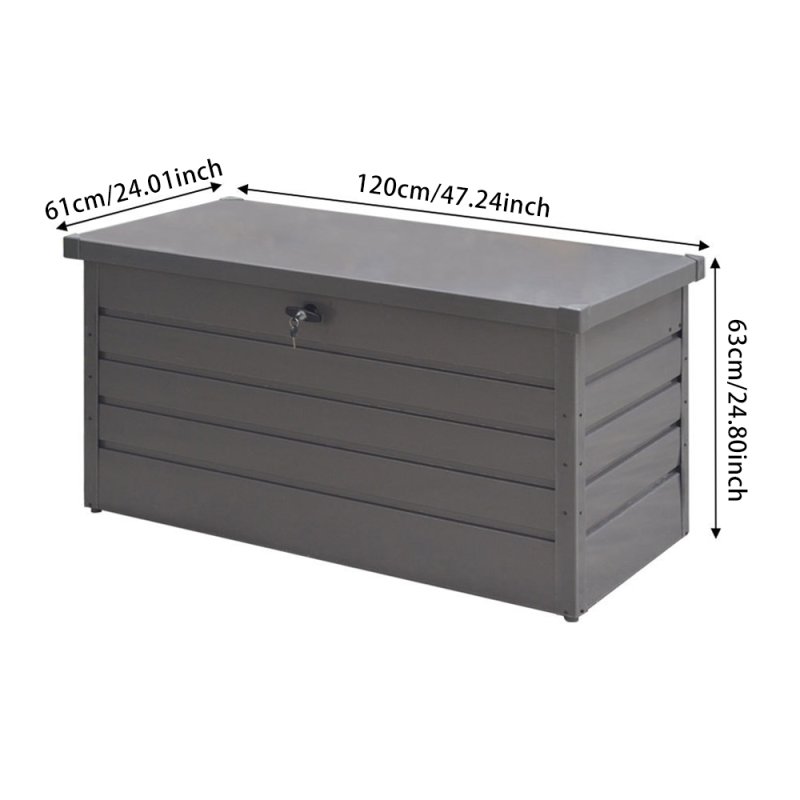 Living and Home 4 x 2 ft 350 L Grey Waterproof Metal Outdoor Garden Large Storage Box Lockable Flat Top
