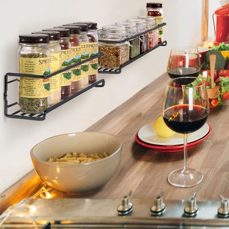 Living and Home Wall Mount Metal Wire Spice Rack Set of 4