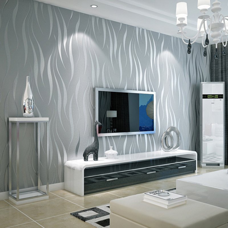 Living and Home 950cm Modern Non-pasted Wave Wallpaper