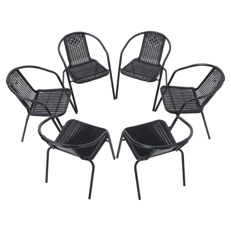 Living and Home Set of 6 PE Rattan Stacking Garden Chairs