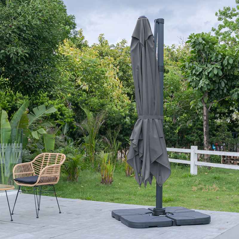 Living and Home 3M Dark Grey Large Square Canopy Rotating Outdoor Cantilever Parasol