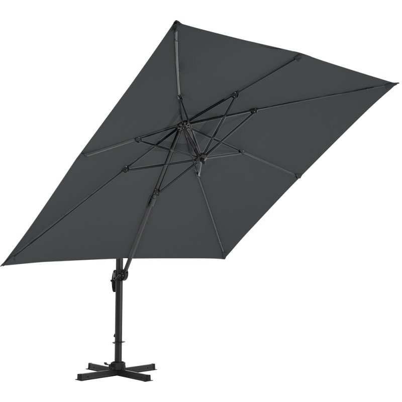 Living and Home 3M Dark Grey Large Square Canopy Rotating Outdoor Cantilever Parasol