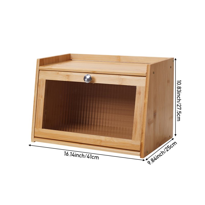 Living and Home 2-Tier Bamboo Bread Storage Cabinet for Kitchen Counter