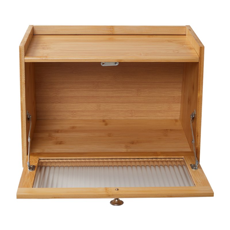 Living and Home 2-Tier Bamboo Bread Storage Cabinet for Kitchen Counter