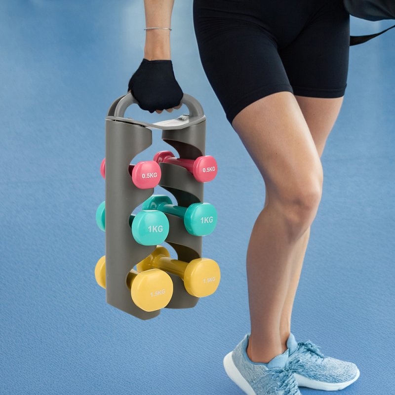 Living and Home 0.5/1/1.5KG Fitness Dumbbells Home Hand Weights Set with Storage Stand