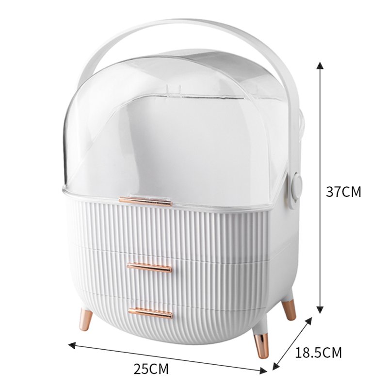 Living and Home Dustproof Makeup Organiser with Drawers and Handle in White