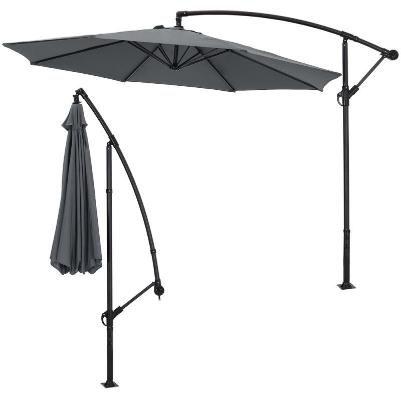 Living and Home 3M Large Banana Cantilever Patio Parasol for Outdoor Sunshade and Rain with a Cross base and a Square Base