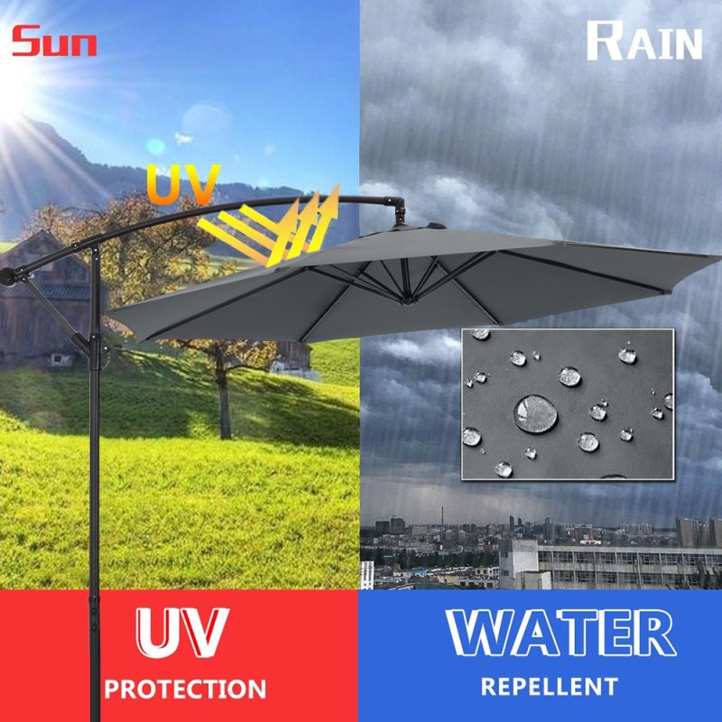 Living and Home 3M Large Banana Cantilever Patio Parasol for Outdoor Sunshade and Rain with a Cross base and a Square Base