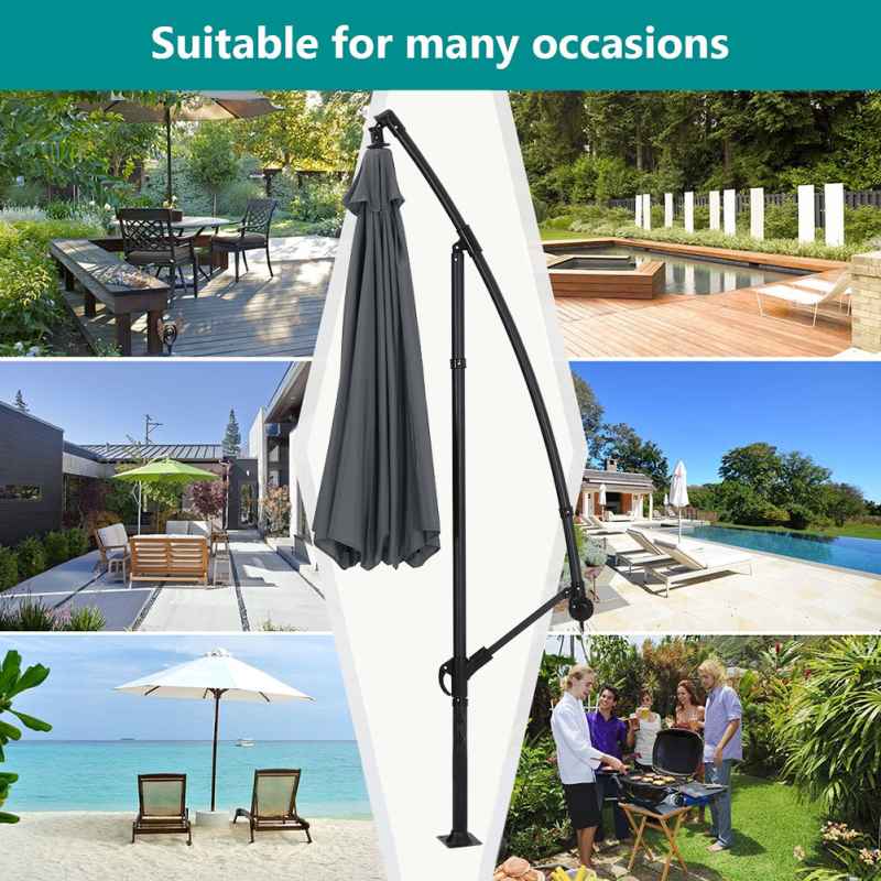 Living and Home 3M Large Banana Cantilever Patio Parasol for Outdoor Sunshade and Rain with a Cross base and a Square Base