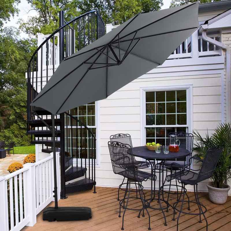 Living and Home 3M Large Banana Cantilever Patio Parasol for Outdoor Sunshade and Rain with Fillable Base on Wheels