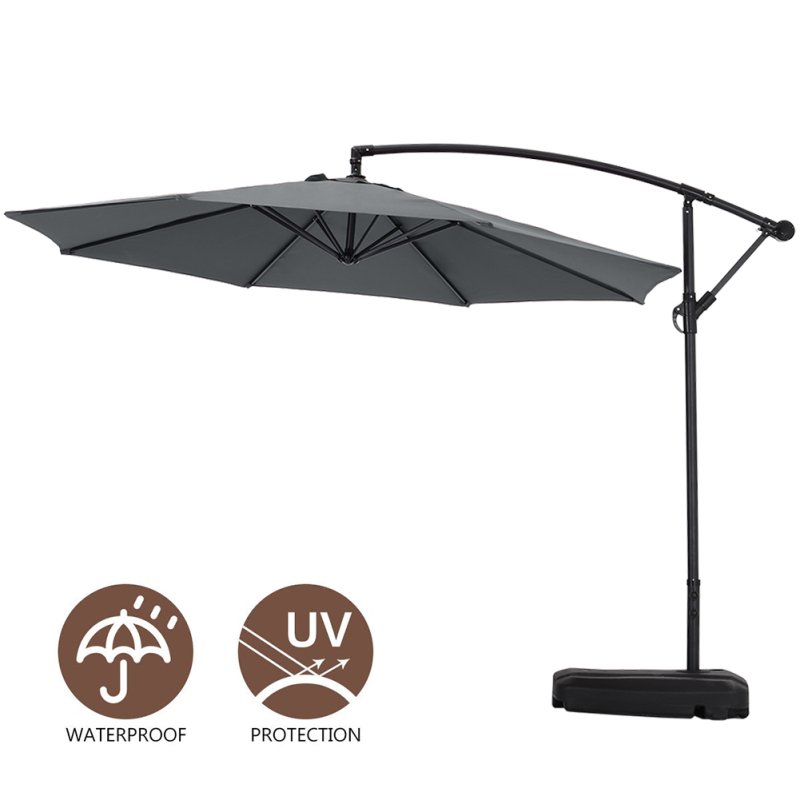 Living and Home 3M Large Banana Cantilever Patio Parasol for Outdoor Sunshade and Rain with Fillable Base on Wheels