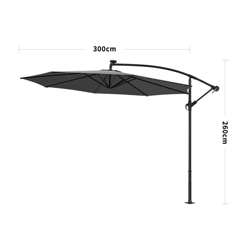 Living and Home Outdoor 32 LED Lighted Patio Umbrella with Crank Lift System