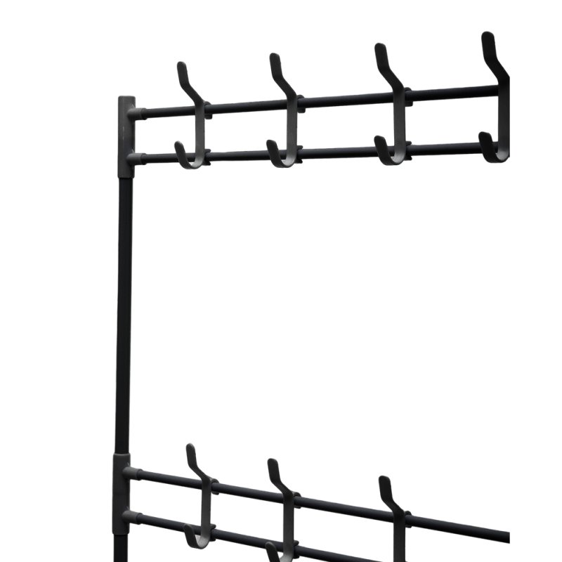 Living and Home Entryway 4 Tier Shoe Rack with Coat Hanger, Black