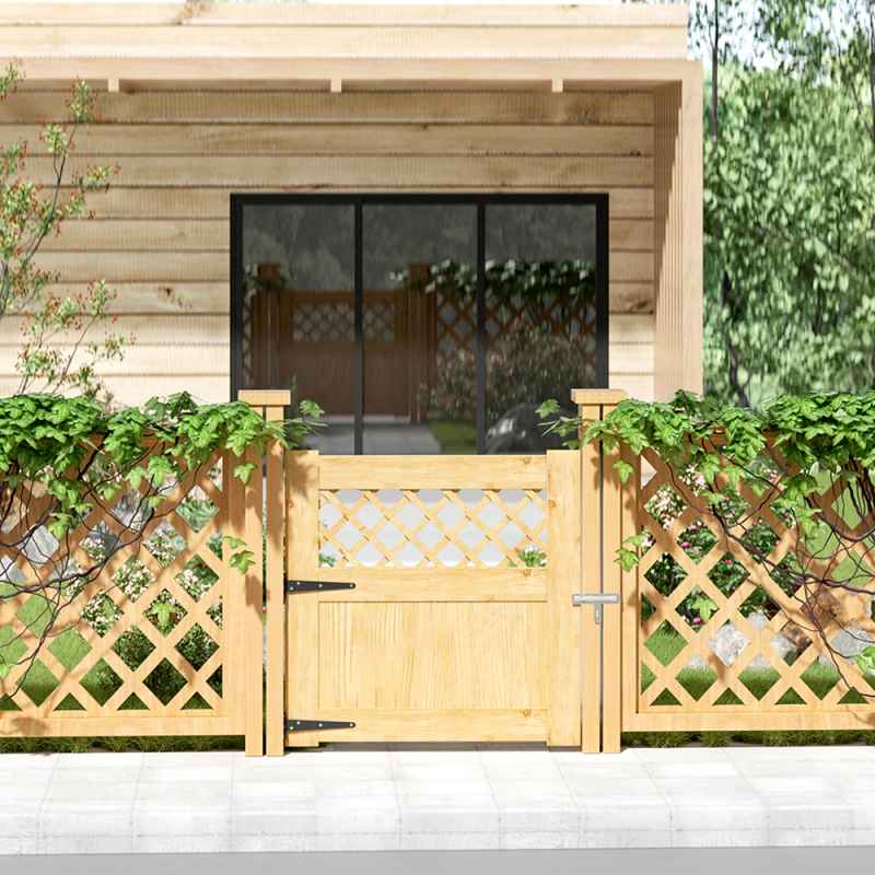 Living and Home 90x90cm Rhombus Garden Wood Fence Gate in Natural Color