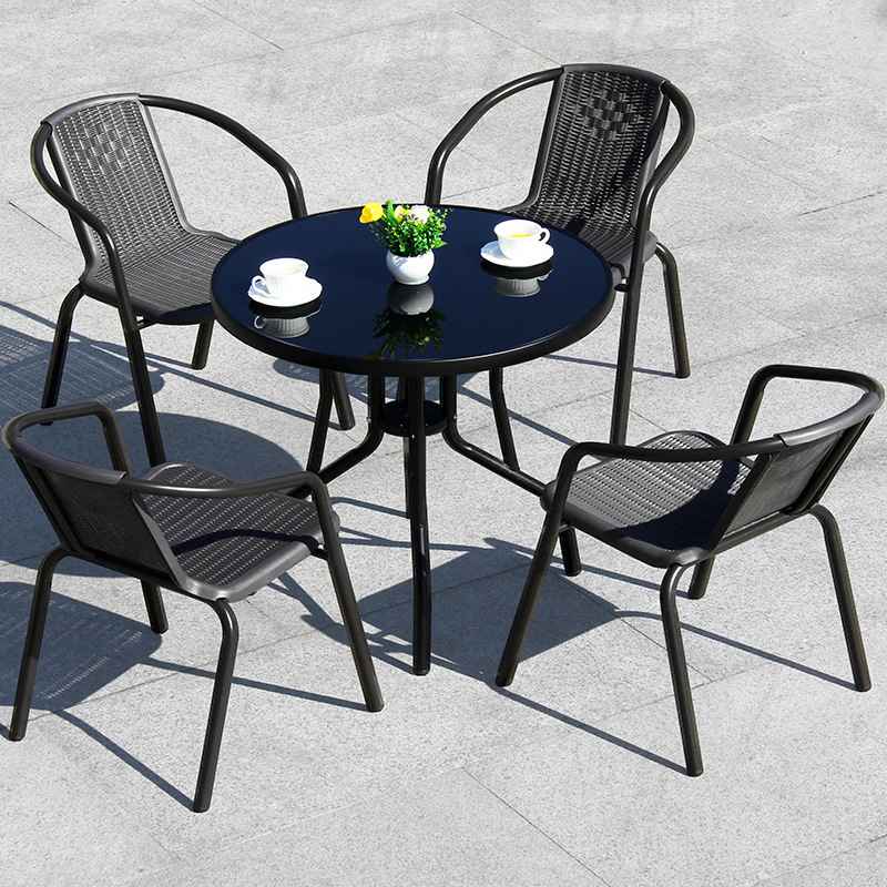 Living and Home Set of 4 PE Rattan Stacking Garden Chairs