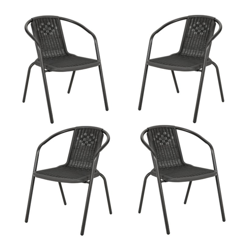 Living and Home Set of 4 PE Rattan Stacking Garden Chairs
