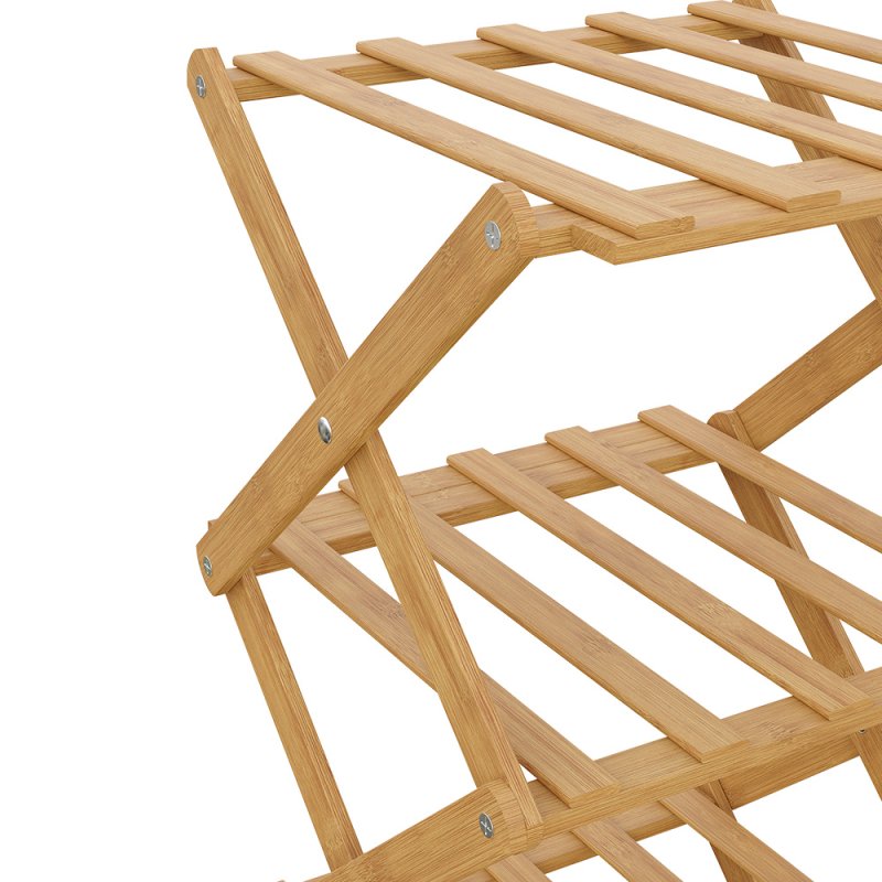 Living and Home 9-Tier Bamboo Folding Shoe Rack