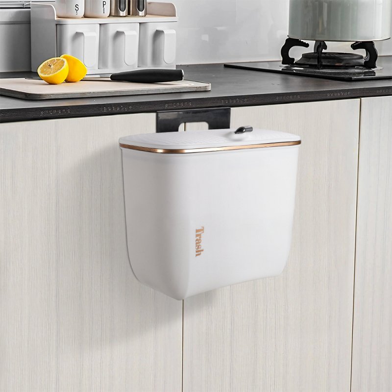 Living and Home Kitchen Bathroom Hanging Waste Bin with Lid 26.6cm W x 14.8cm D x 22cm H