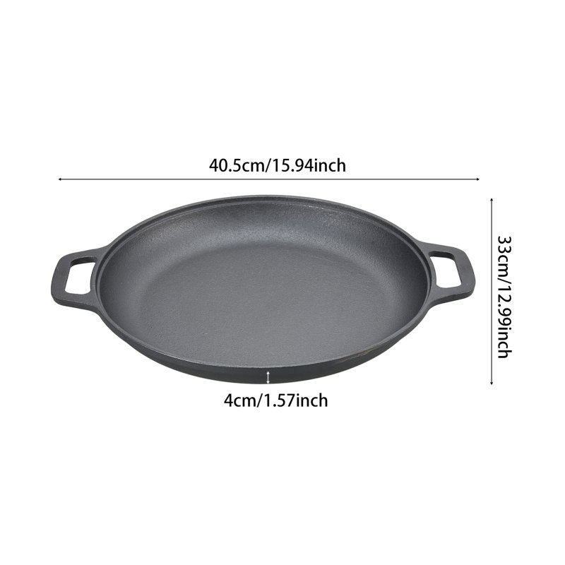 Living and Home 33cm Pre-Seasoned Round Dual-Handle Cast Iron Grill Pan