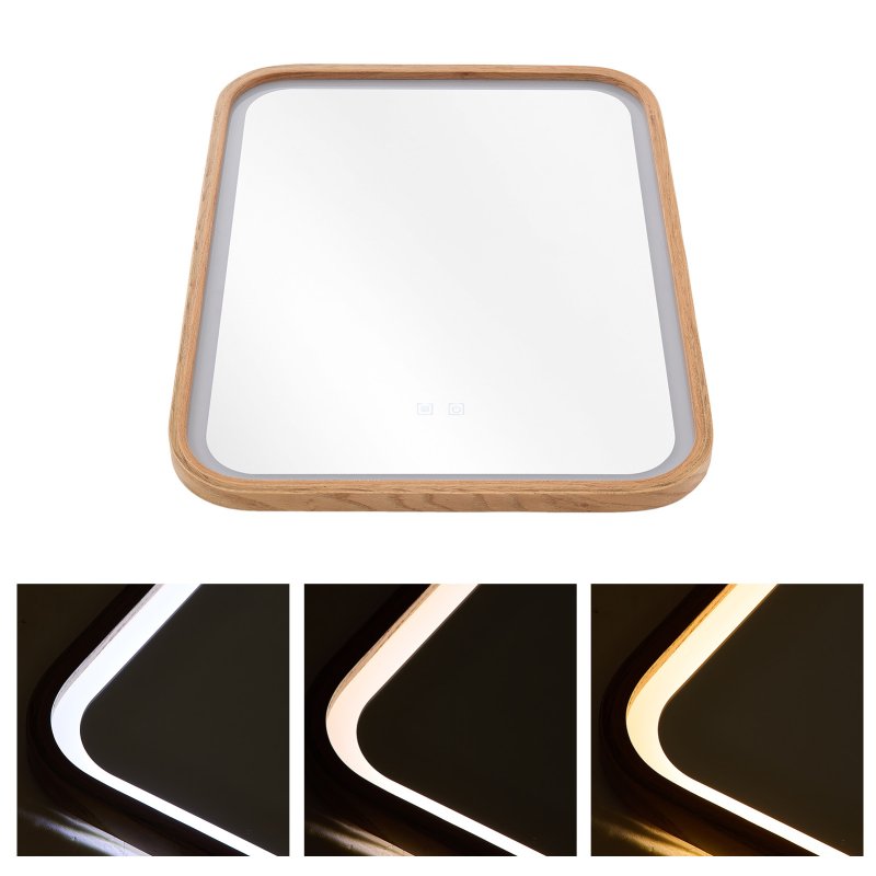 Living and Home Wall-Mounted Bathroom Adjustable LED Vanity Mirror with Demister