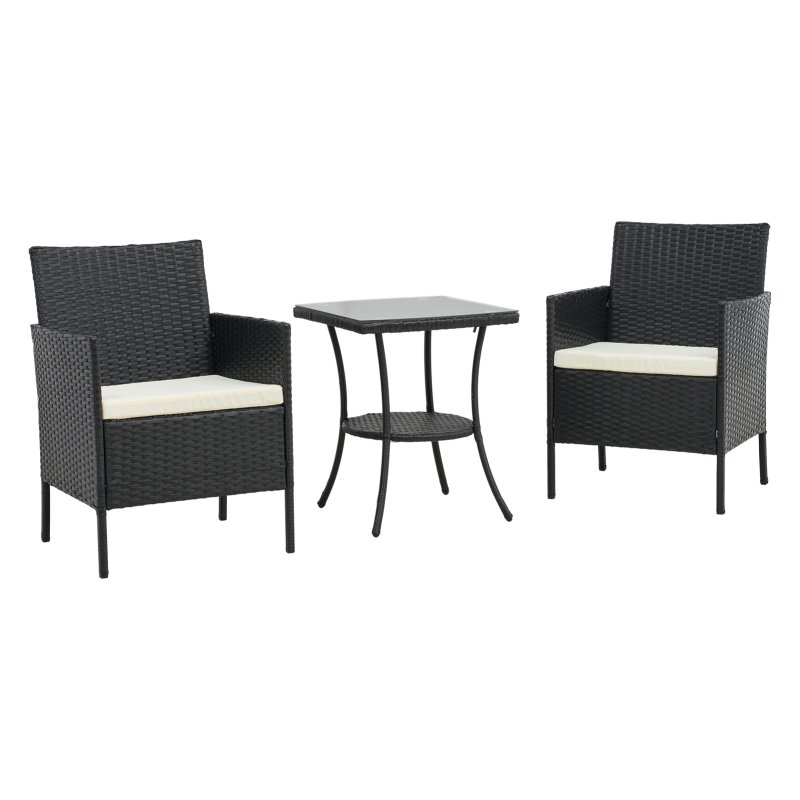 Living and Home 3-Piece PE Rattan Garden Furniture Bistro Set, Outdoor Patio Table And Chairs Set