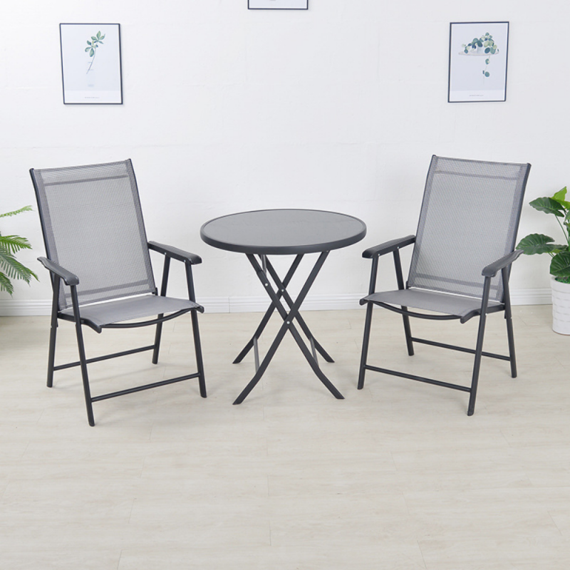 Living and Home Set of 2 Metallic-Frame and Fabric Foldable Chairs