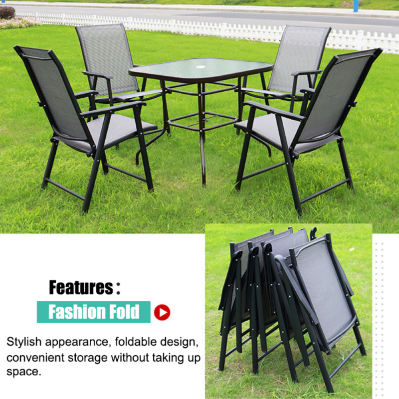 Living and Home Set of 2 Metallic-Frame and Fabric Foldable Chairs