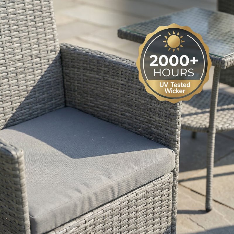 Living and Home 3-Piece PE Rattan Garden Furniture Bistro Set, Outdoor Patio Table and Chairs Set, Anti-tear, Anti-aging