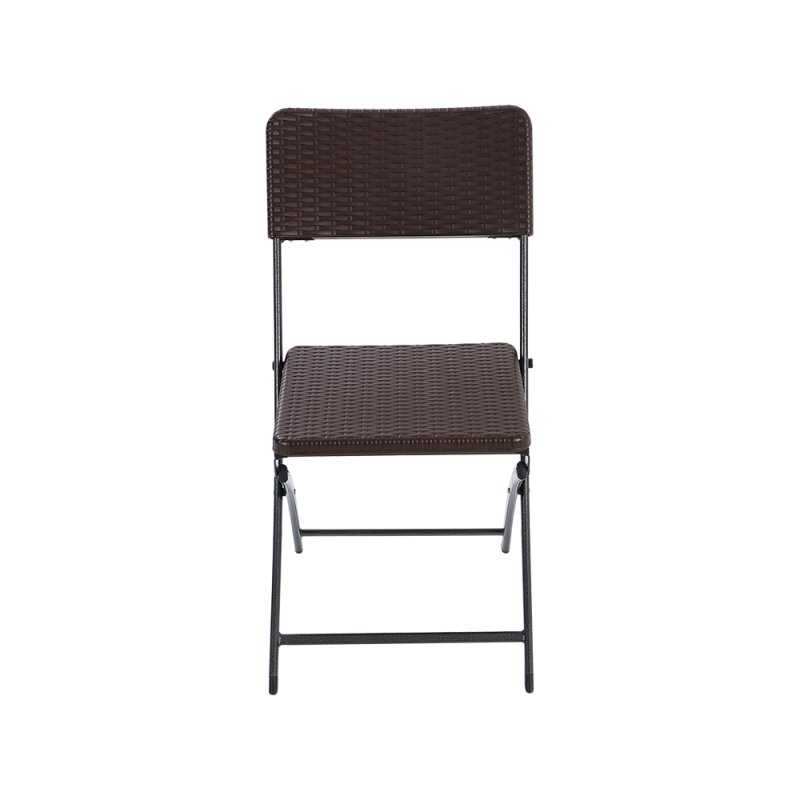 Living and Home Set of 2 Outdoor Rattan Plastic Folding Chairs Dining Chairs Set Brown