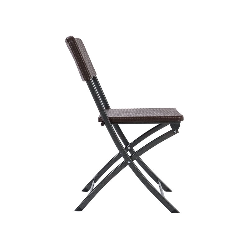 Living and Home Set of 2 Outdoor Rattan Plastic Folding Chairs Dining Chairs Set Brown