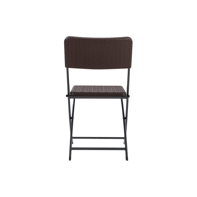 Living and Home Set of 2 Outdoor Rattan Plastic Folding Chairs Dining Chairs Set Brown
