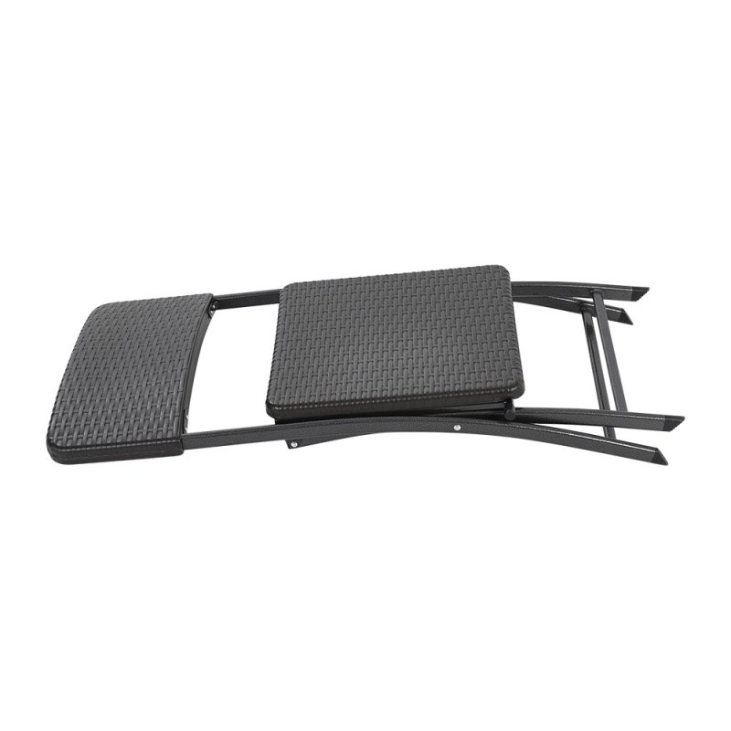 Livingandhome Set of 2 Outdoor Rattan Plastic Folding Chairs Dining Chairs Set, Black