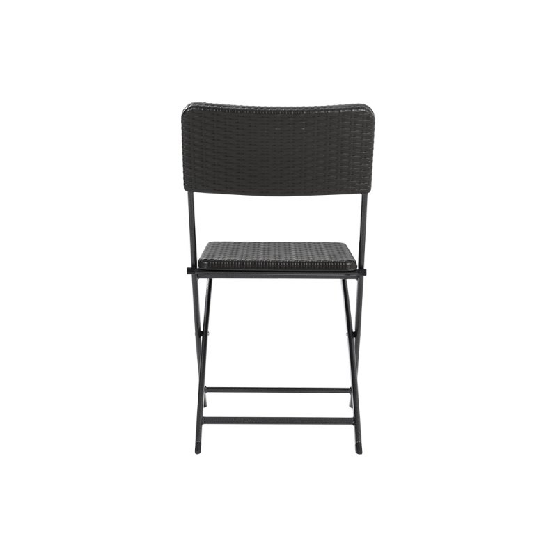 Livingandhome Set of 2 Outdoor Rattan Plastic Folding Chairs Dining Chairs Set, Black