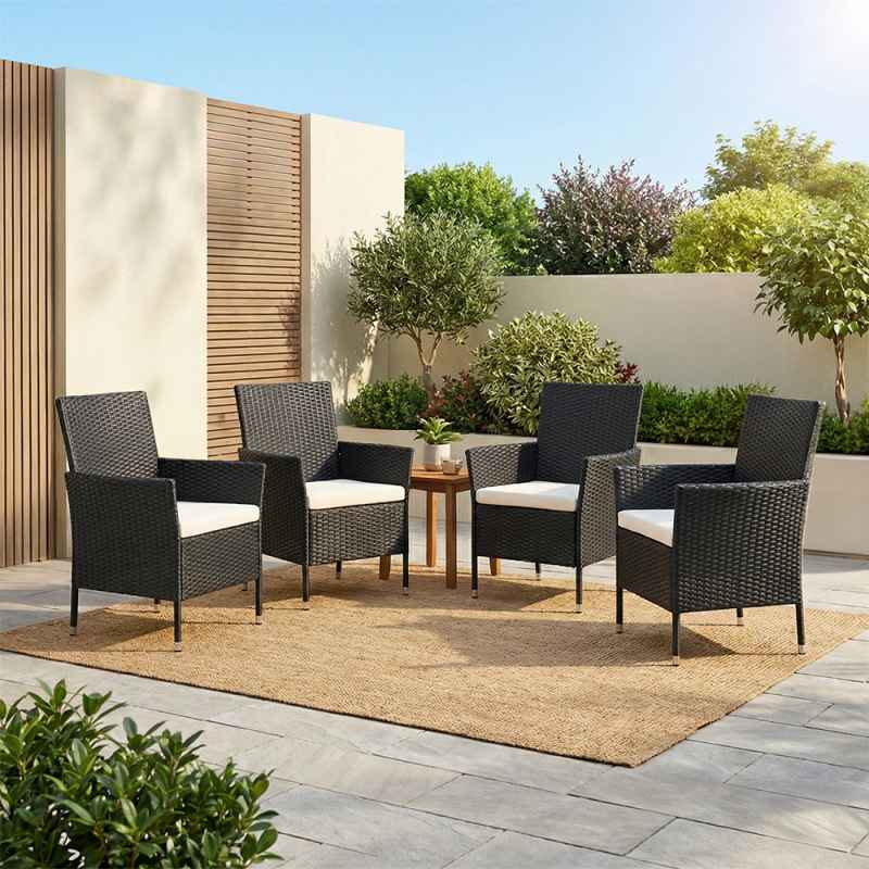 Living and Home Set of 4 Rattan Chairs Garden Furniture