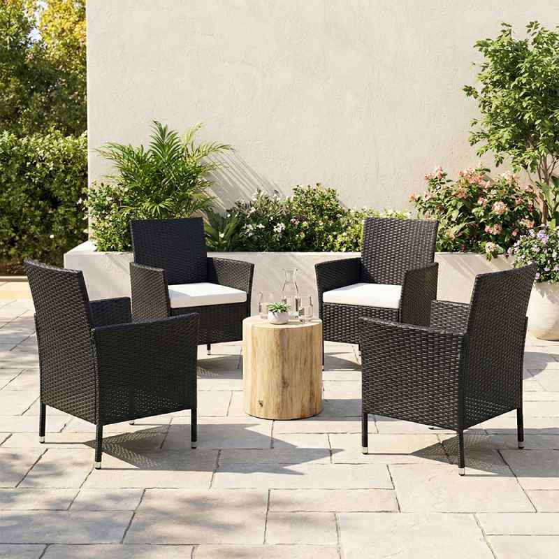 Living and Home Set of 4 Rattan Chairs Garden Furniture