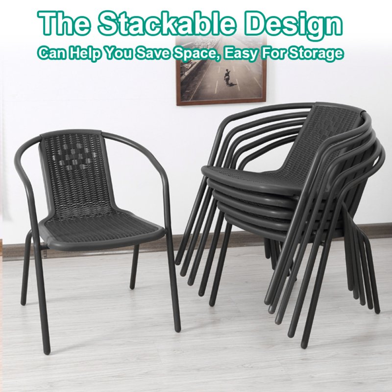 Living and Home Set of 2 PE Rattan Stacking Garden Chairs