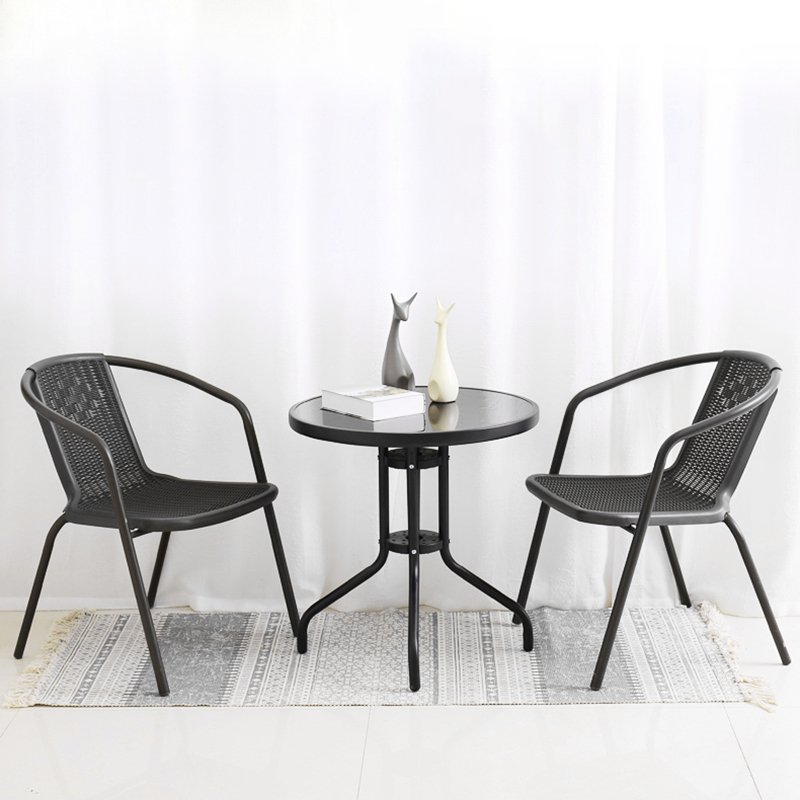 Living and Home Set of 2 PE Rattan Stacking Garden Chairs