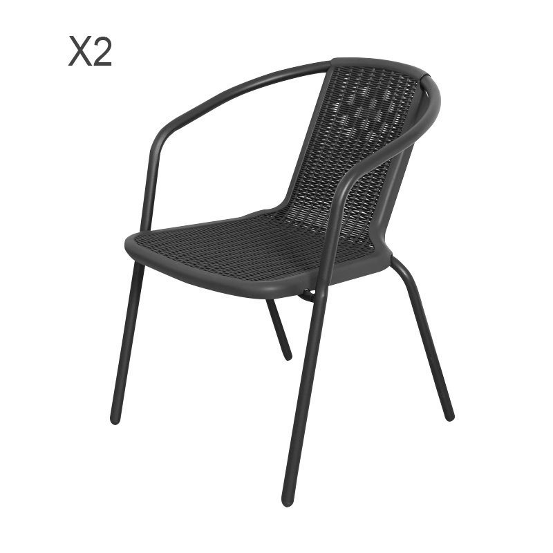 Living and Home Set of 2 PE Rattan Stacking Garden Chairs