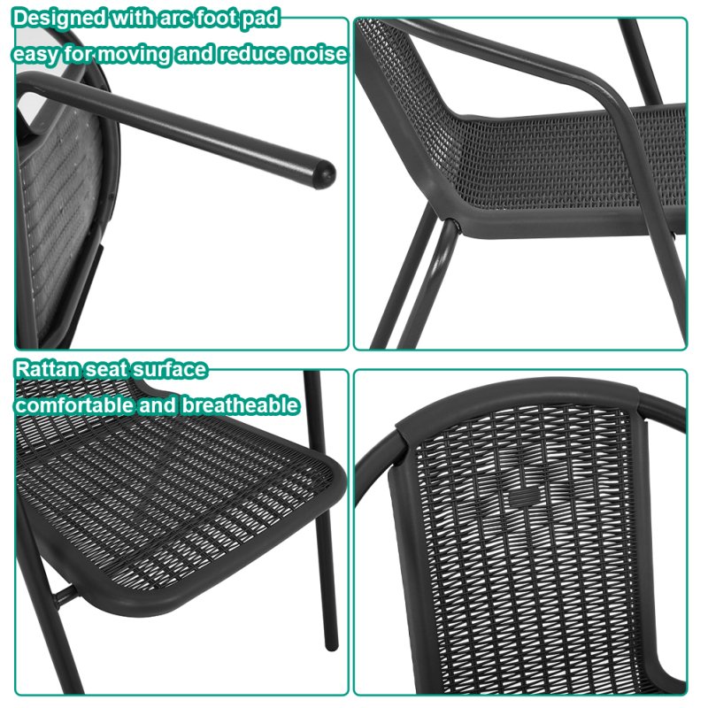Living and Home Set of 2 PE Rattan Stacking Garden Chairs