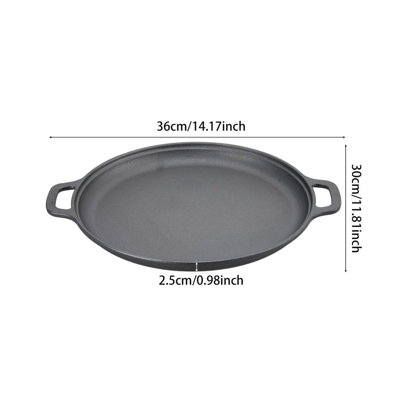 Living and Home 30cm Pre-Seasoned Round Dual-Handle Cast Iron Grill Pan