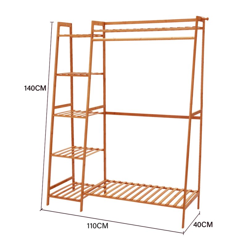 Living and Home Bamboo Bedroom Garment Clothes Rack Brown 110cm